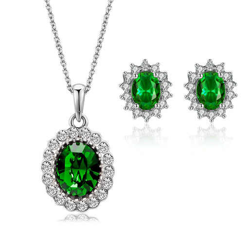 Jewelry WholesaleWholesale Rhinestone Emerald Gemstone Pendant Necklace Earring Set JDC-ES-JYS010 Earrings 静夜思 %variant_option1% %variant_option2% %variant_option3%  Factory Price JoyasDeChina Joyas De China