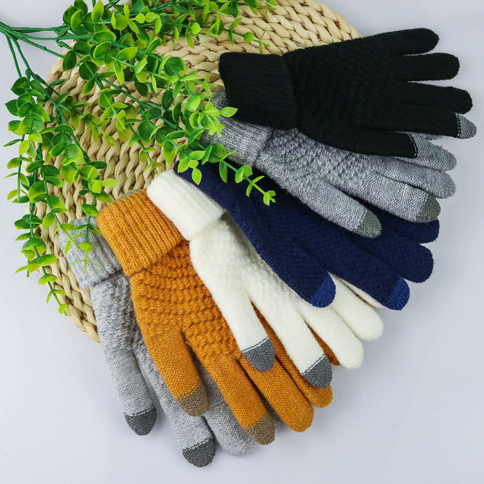 Wholesale Gloves Acrylic Thick Knit Warm Touch Screen JDC-GS-HaiL012