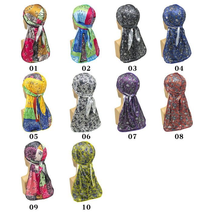 Wholesale Long Tail Pirate Hat Multicolor Printing Hair Care Toe Cap JDC-FH-DCai006