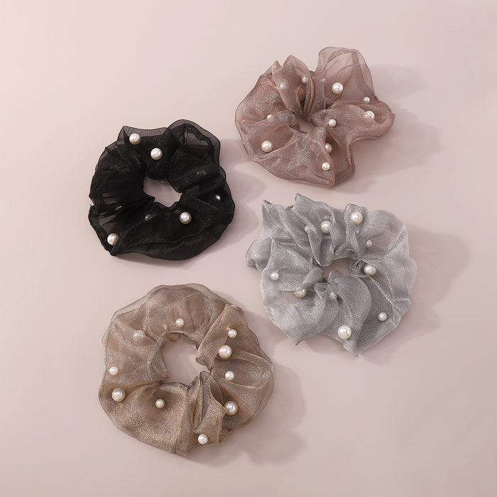 Wholesale Hair Scrunchies Yarn Imitation Pearl Elegant Temperament JDC-HS-YuL003