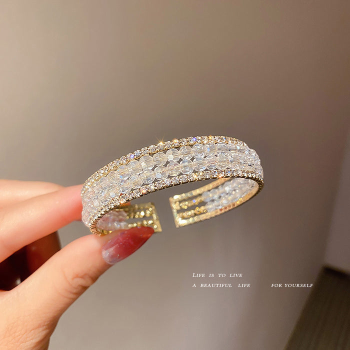 Jewelry WholesaleWholesale White Crystal Beaded Open Bracelet JDC-BT-BY030 Bracelet 宝钰 %variant_option1% %variant_option2% %variant_option3%  Factory Price JoyasDeChina Joyas De China