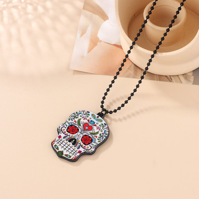 Wholesale Plastic Resin Skull Plate Necklace MOQ≥6 JDC-NE-SNi001