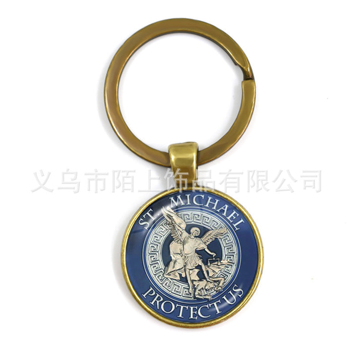 Wholesale St.Michael Russian Orthodox Time Gemstone Zinc Alloy Keychain JDC-KC-MoS001