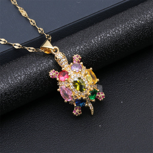 Jewelry WholesaleWholesale Colored Zircon Tortoise Pendant Necklace JDC-NE-ML150 Necklaces 米伦 %variant_option1% %variant_option2% %variant_option3%  Factory Price JoyasDeChina Joyas De China