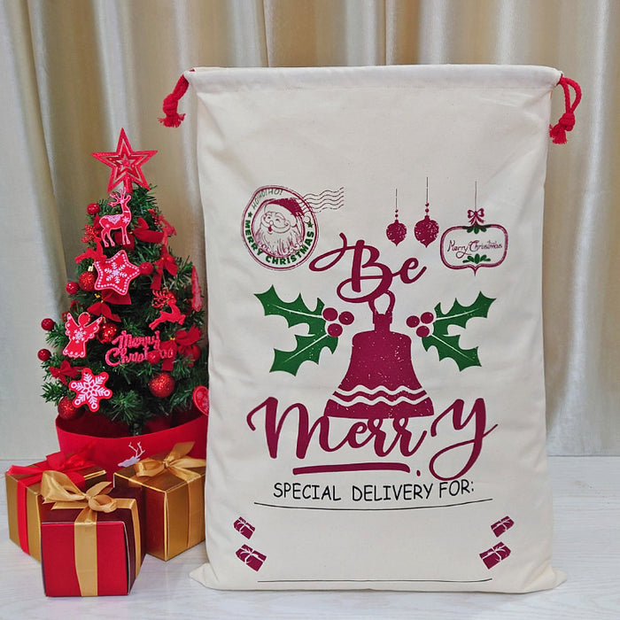 Wholesale Gift Bag Christmas Canvas Gift Bag Double Drawstring Gift Bundle Pocket MOQ≥5 JDC-GB-HaiK001