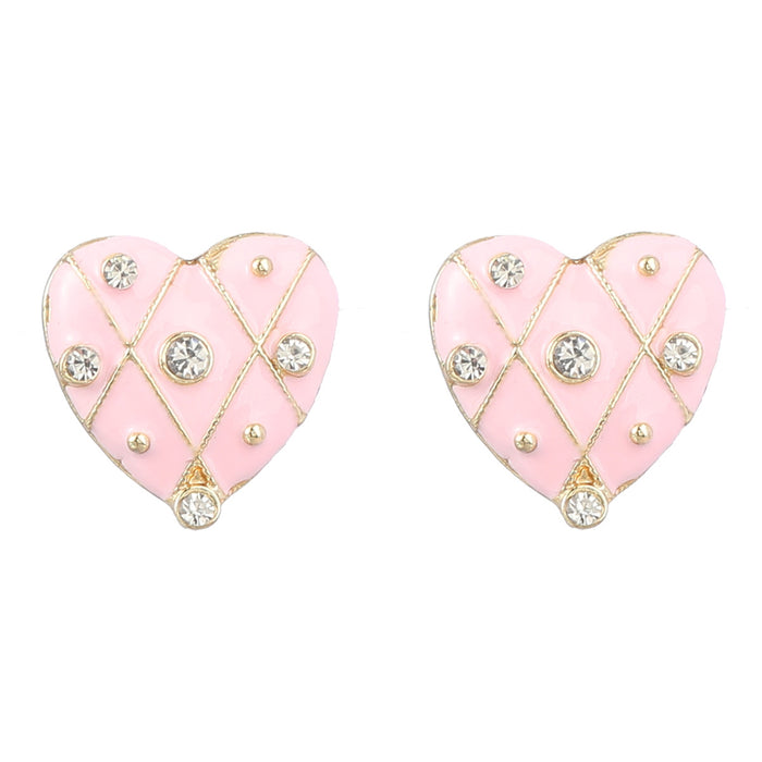 Wholesale alloy love dripping oil diamond earrings girl exquisite MOQ≥2 JDC-ES-jiul009