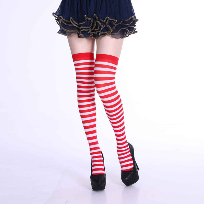 Wholesale Socks Polyester Halloween Cosplay Over Knee Striped Socks MOQ≥2 JDC-SK-Shuangniu002