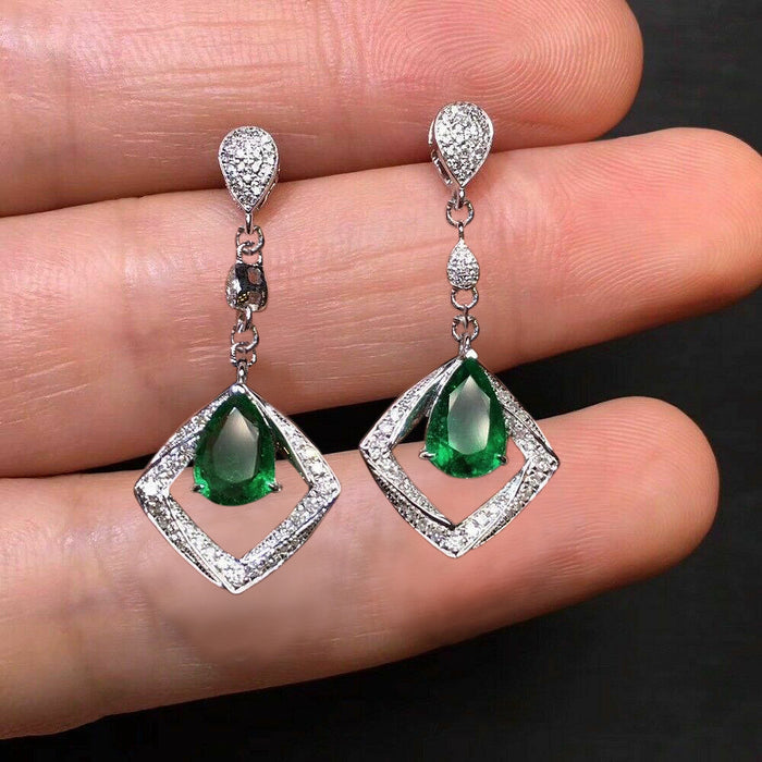 Wholesale Earrings Copper Zircon Geometric Rhombus MOQ≥2 JDC-PREMCAOS-ES-015