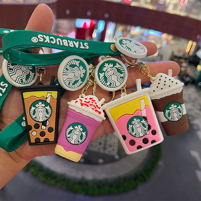 Wholesale Keychains PVC Hardware Milk Tea Coffee Cup Cute JDC-KC-MiaoY027