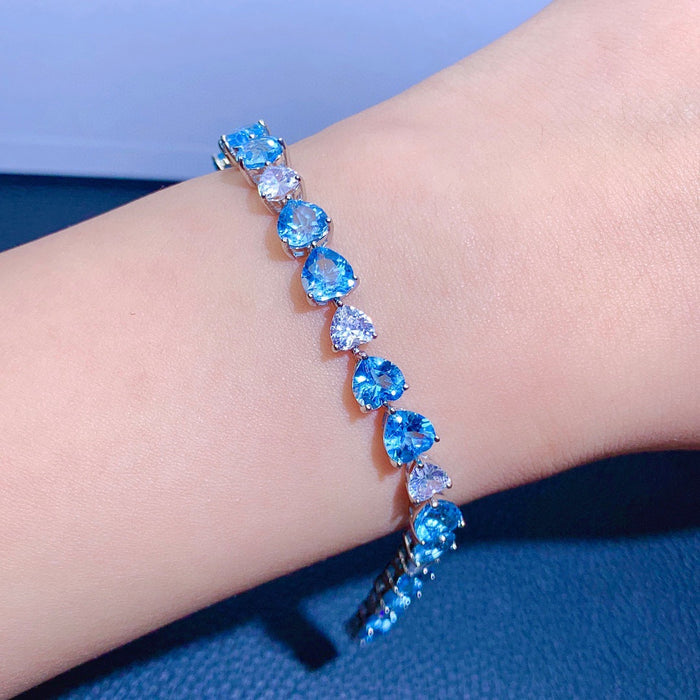 Wholesale copper bracelet light luxury aquamarine high carbon diamond JDC-BT-ZhenR004