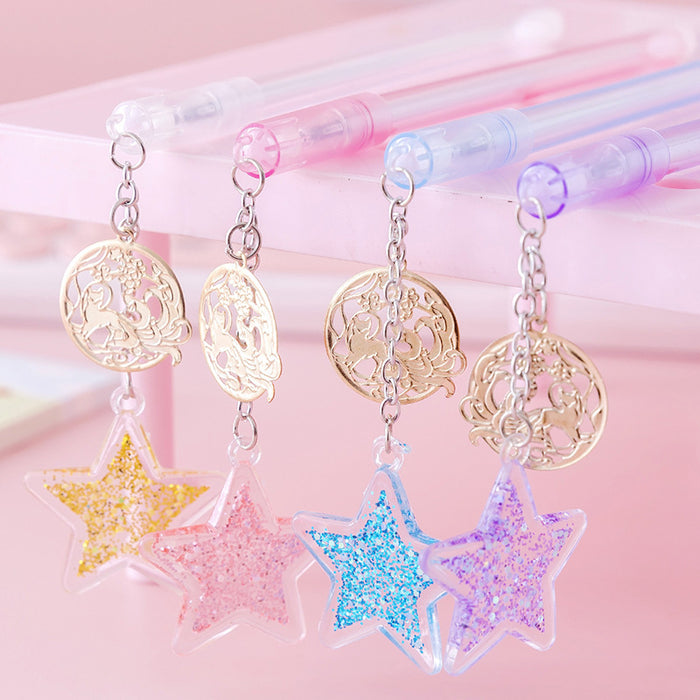 Wholesale pen plastic star pendant gel pen MOQ≥2 JDC-BP-Weituo004