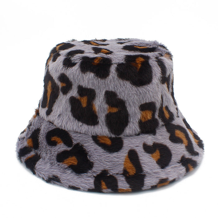 Wholesale Bucket Hat Plush Leopard Print JDC-FH-RHeng012