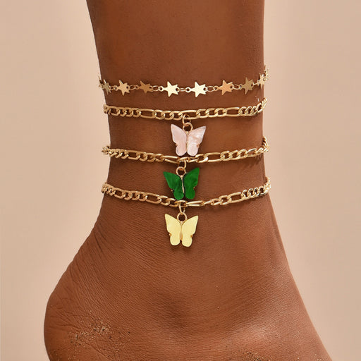 Jewelry WholesaleWholesale fashion personalized contrast color butterfly Anklets JDC-AS-YeB012 Anklet 烨贝 %variant_option1% %variant_option2% %variant_option3%  Factory Price JoyasDeChina Joyas De China