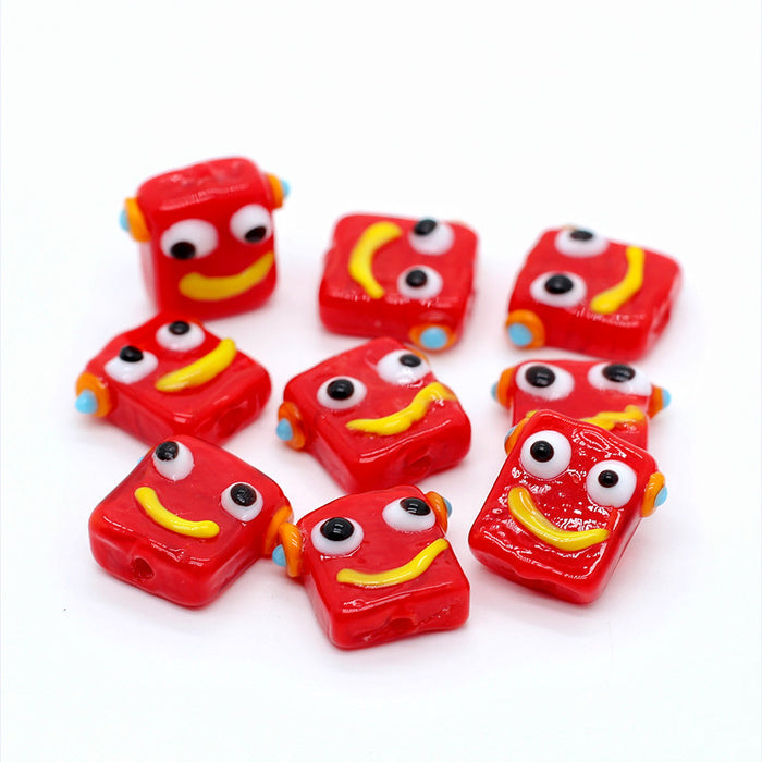 Wholesale Pendant Glass Beads Cute Robot Diy Glass Beaded Accessories MOQ≥2 JDC-PT-BiLai001