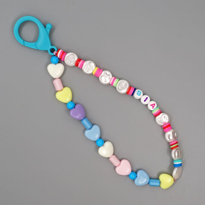 Jewelry WholesaleWholesale Boho Resin Acrylic Imitation Pearl Beaded Rainbow Smiley Keychain JDC-KC-Yuxz004 Keychains 煜星珠 %variant_option1% %variant_option2% %variant_option3%  Factory Price JoyasDeChina Joyas De China