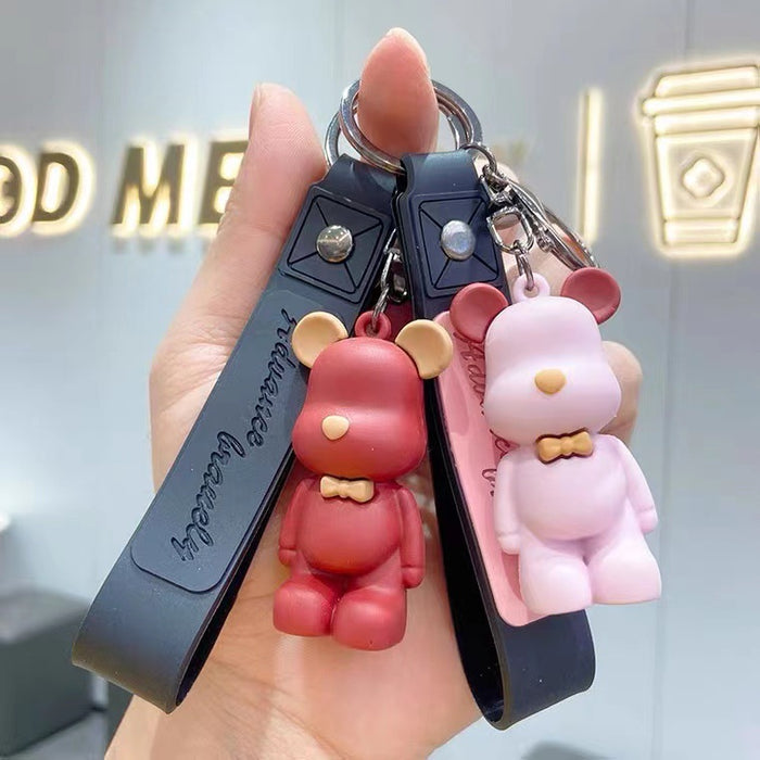 Wholesale Keychain Silicone Cute Bow Tie Glass Bear MOQ≥10 (F) JDC-KC-JuM004