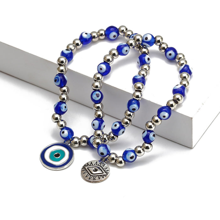 Wholesale Blue Eyes Beaded Bracelet Braided MOQ≥2 JDC-BT-BaiDing007