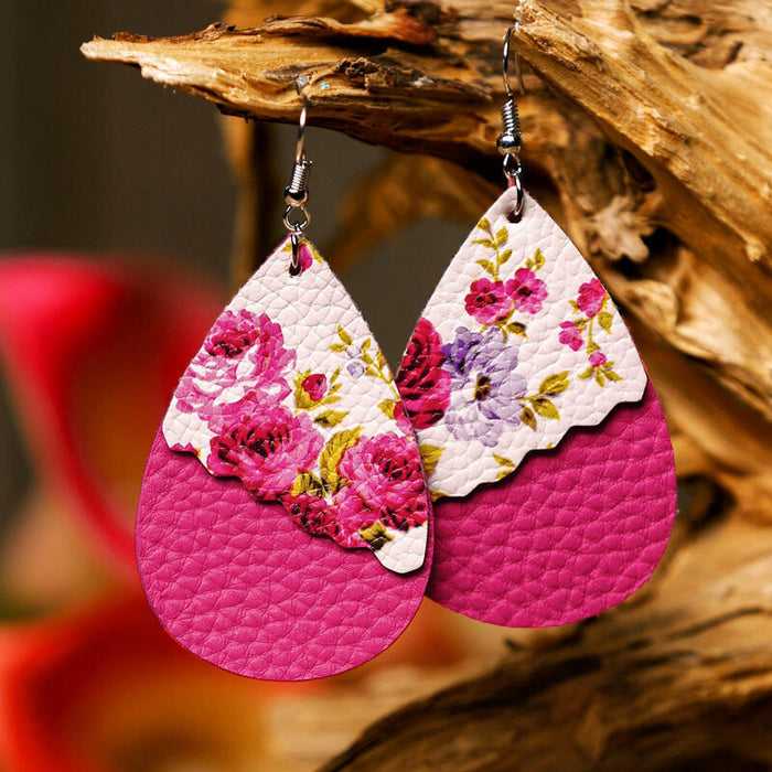 Wholesale Lychee Water Drop Wave Feature Leather Earrings MOQ≥2 JDC-ES-Miaos007