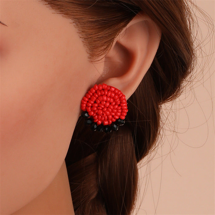 Wholesale Earrings Rice Beads Bohemian Geometric Crystal Stud Earrings JDC-ES-GuTe047