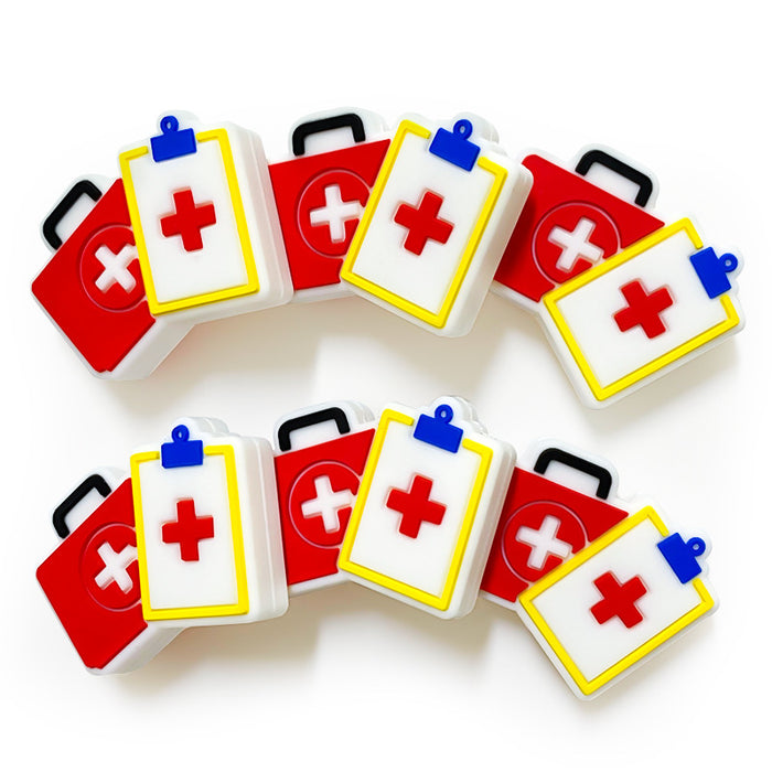 Wholesale 10pcs Cartoon First Aid Kit Silicone Beads Focal Beads JDC-BDS-WDX058