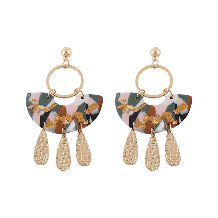 Wholesale Marble Pattern Scalloped Clay Earrings JDC-ES-zhongyi008