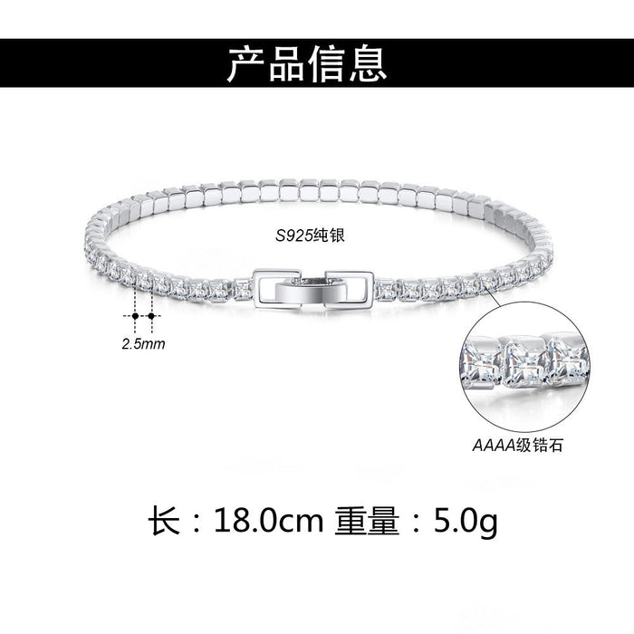 Jewelry WholesaleWholesale S925 Sterling Silver Bracelet inlaid square tennis chain JDC-BT-ShangD004 Bracelet 尚达 %variant_option1% %variant_option2% %variant_option3%  Factory Price JoyasDeChina Joyas De China