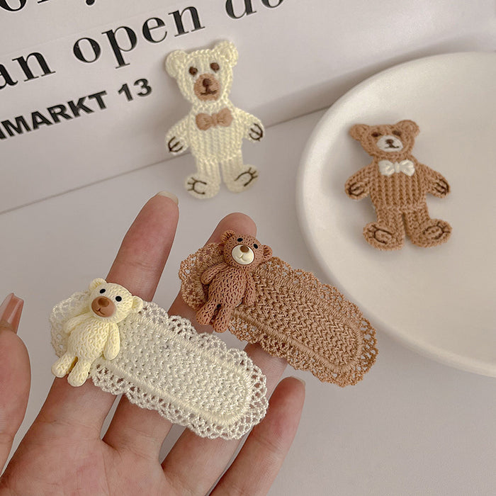 Wholesale Cute Plush Bear Hairpin Side Clip JDC-HC-tengZ002