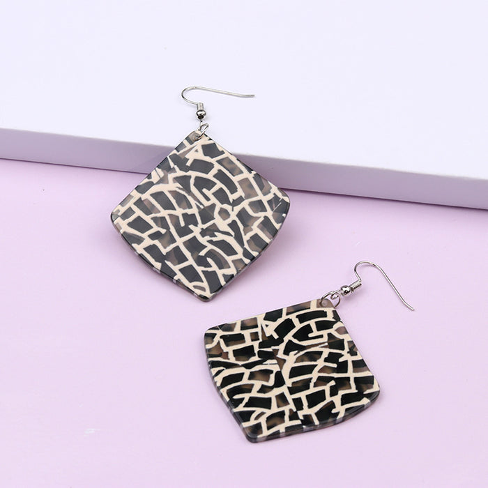 Wholesale acrylic check plate earrings temperament bow stitching MOQ≥2 JDC-ES-DUAI025