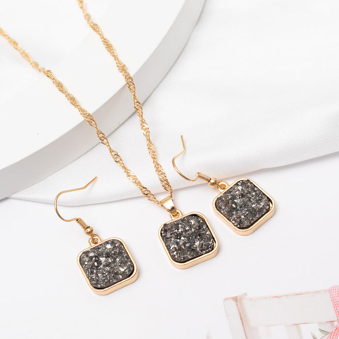 Wholesale Jewelry Resin Square Necklace Earrings JDC-ES-CM021