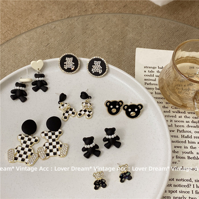 Jewelry WholesaleWholesale geometric bear rhinestone earrings sweet and cool girly style JDC-ES-Lfm029 Earrings 珞芙梦 %variant_option1% %variant_option2% %variant_option3%  Factory Price JoyasDeChina Joyas De China