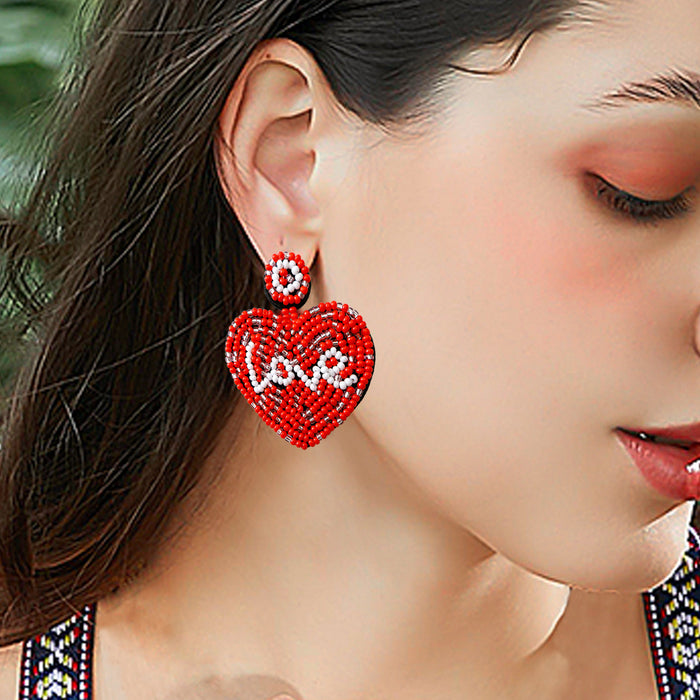 Jewelry WholesaleWholesale LOVE Heart Shaped Rice Bead Earrings MOQ≥2 JDC-ES-GSJM088 Earrings 杰米 %variant_option1% %variant_option2% %variant_option3%  Factory Price JoyasDeChina Joyas De China