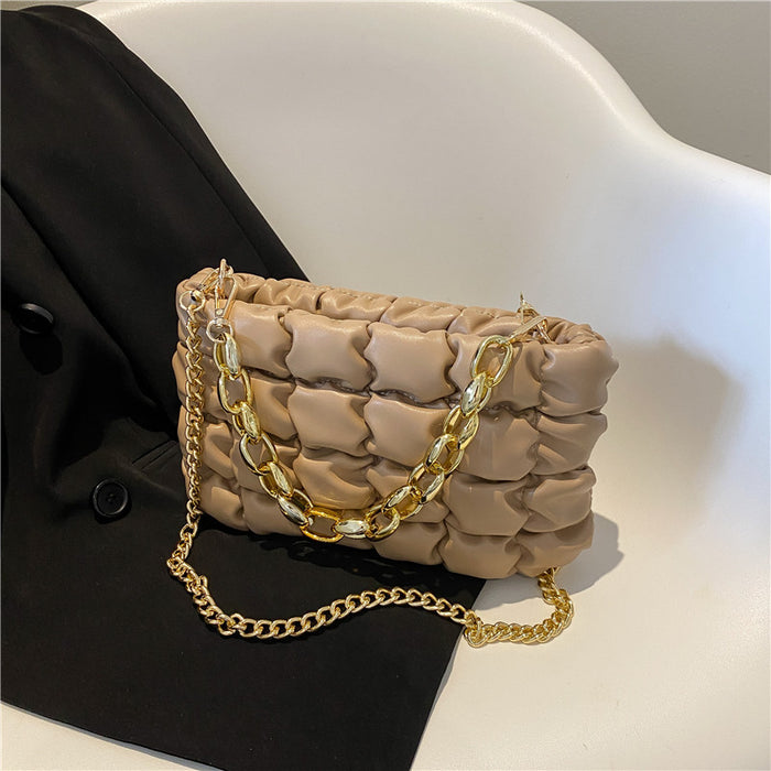 Wholesale Shoulder Bag PU Plaid Thick Chain Handheld Small Square Bag JDC-SD-Chunyao003