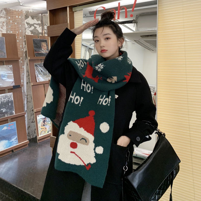 Wholesale Scarf Imitation Cashmere Winter Warm Thick Red Christmas JDC-SF-Zhenl010