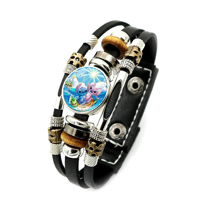 Wholesale Cartoon Alloy Glass Leather Cord Bracelet (M) JDC-BT-XuS004