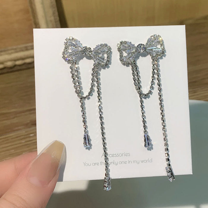 Jewelry WholesaleWholesale girl bright diamond Bow Earrings 925 silver needles JDC-ES-ChiH019 Earrings 池豪 %variant_option1% %variant_option2% %variant_option3%  Factory Price JoyasDeChina Joyas De China