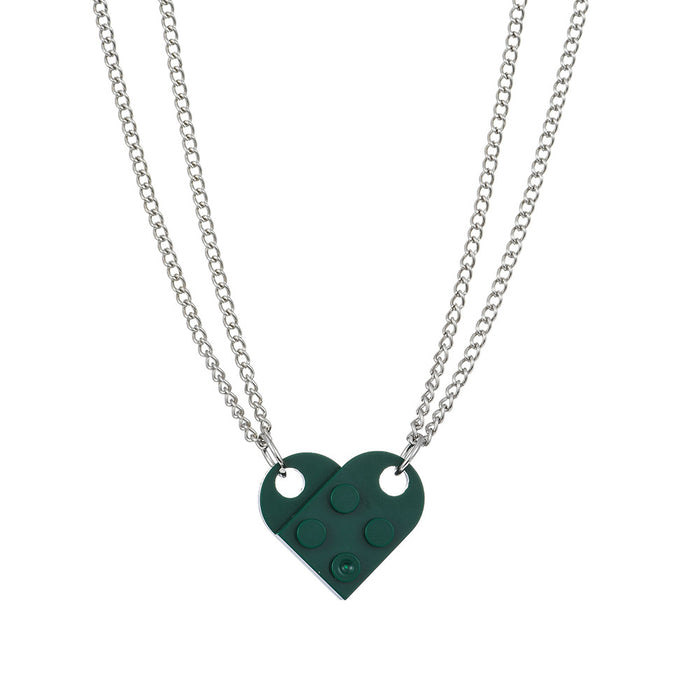 Wholesale Heart Necklace Can Splicing Split Block Pendant Necklace JDC-NE-YiD034