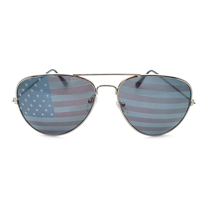 Wholesale 4th of July Metal Aviator American Flag Glasses Independence Day Sunglasses JDC-SG-ZhuoW003