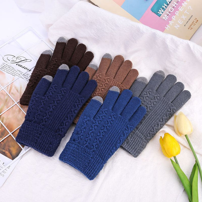 Wholesale Gloves Acrylic Thick Knit Split Finger Warm JDC-GS-HaiL008