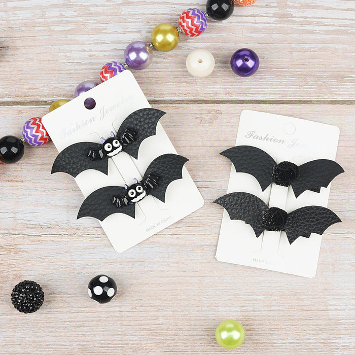 Wholesale Kids Hair Clip Halloween Bat Leather JDC-HC-QiuN003