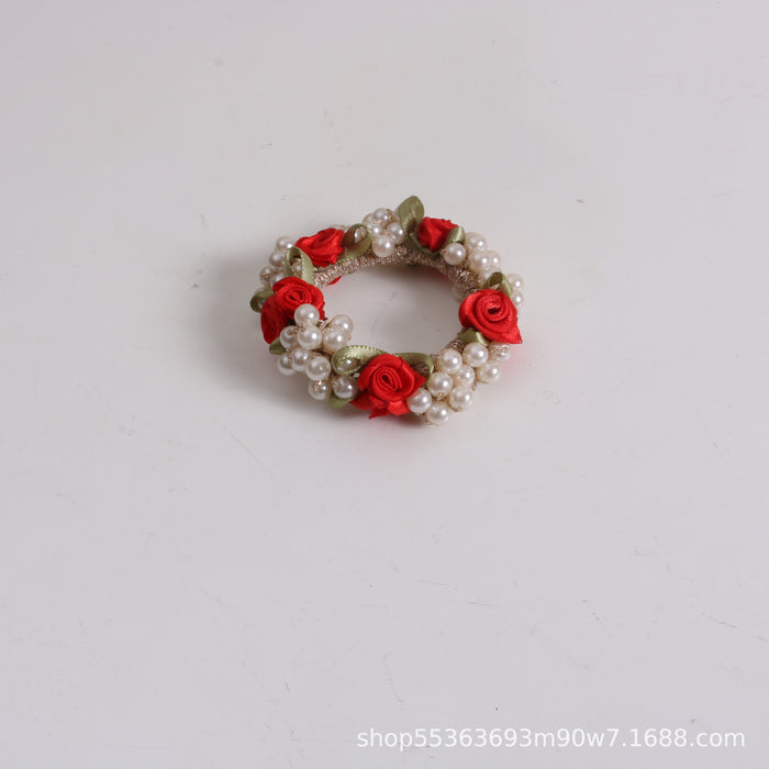 Wholesale ball head flower female head rope hair ring JDC-HS-TengH004