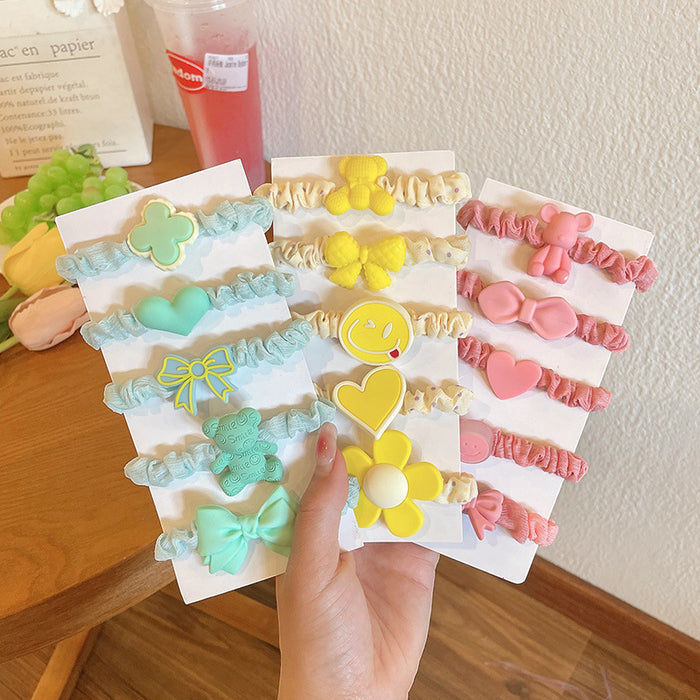 Wholesale Kids Rubber Band Acrylic Candy Color Cloth Hair Scrunchies Set JDC-HS-XiY012