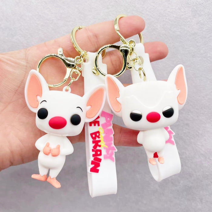 Wholesale Keychains PVC Hardware Cute Cartoon White Rat (M) MOQ≥2 JDC-KC-LiangQ007