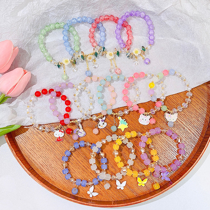 Wholesale Children's Glass Beaded Bracelet Princess Cartoon Crystal JDC-BT-i001