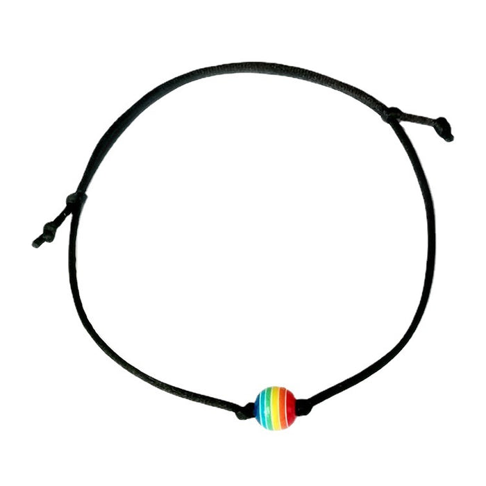 Wholesale colorful beads friendship braided same sex rainbow lgbt bracelet MOQ≥2 JDC-BT-HaoL011