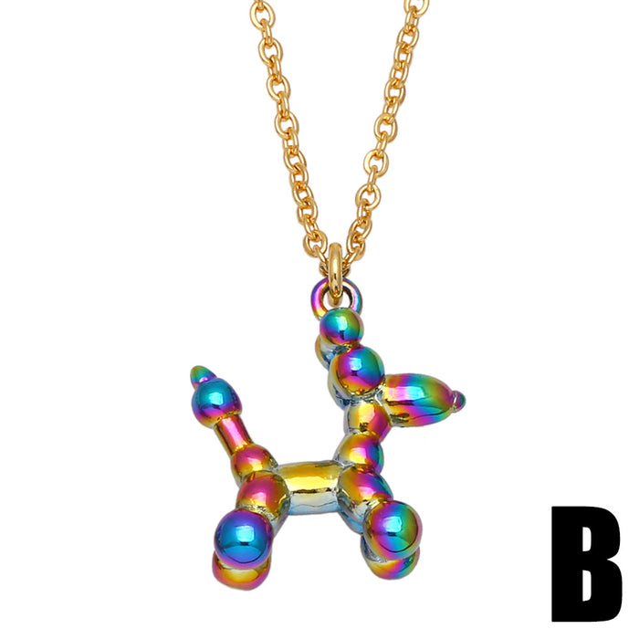 Wholesale Hip Hop Necklace Metal Colorful Balloon Dog Necklace JDC-NE-AS587