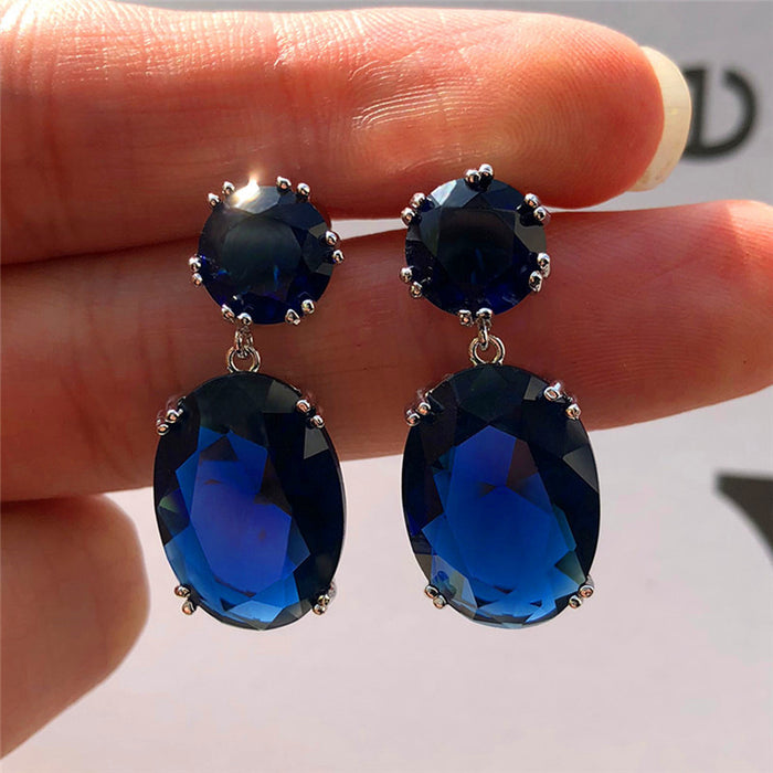 Wholesale temperament fashion egg-shaped large zircon earrings JDC-ES-Chenrui010