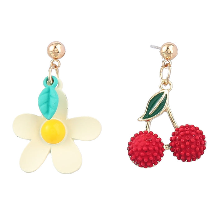 Wholesale alloy fruit wind spray paint flower bayberry cherry earrings MOQ≥2 JDC-ES-jiul006