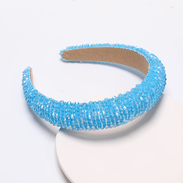 Wholesale pure hand string crystal wide-brimmed headband sponge JDC-HD-AIH002