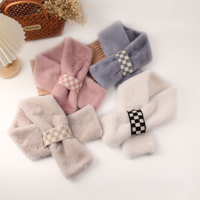 Wholesale Scarf Faux Rabbit Fur Solid Color Warm Winter JDC-SF-Xins002