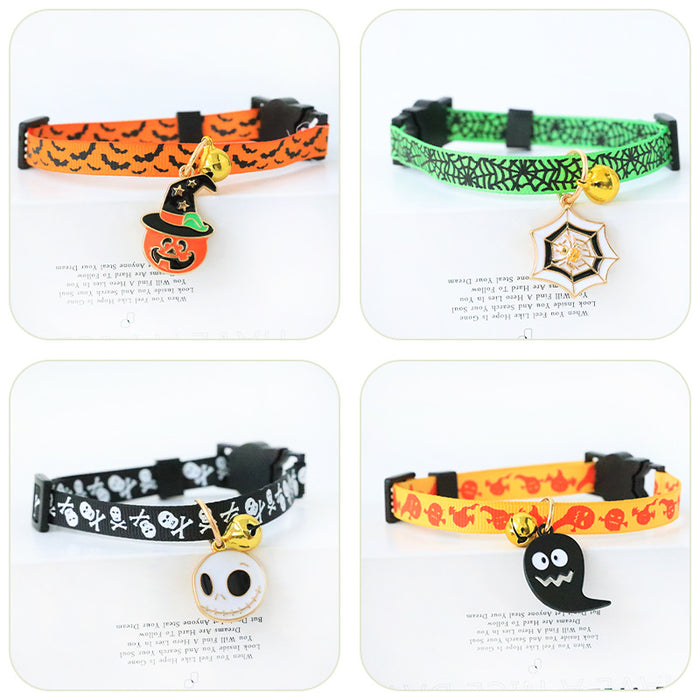 Wholesale Pet Necklace Polyester Halloween Kitten Dog Bell Safety Buckle MOQ≥2 JDC-PN-PuPu001